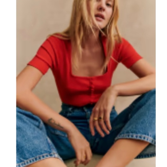 Sezane Grant T-shirt Red - Size S - Picture 2 of 5